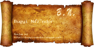 Bugyi Nándor névjegykártya